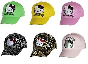 Childrens Kids Girls Hello Kitty Baseball Summer Cap Hats NEW FREE P&P