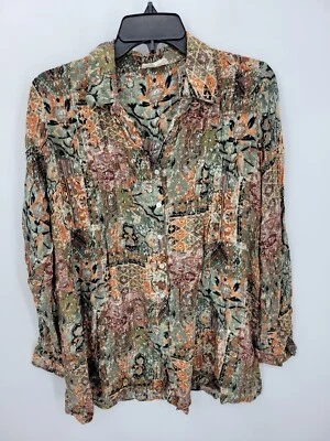 Jane and Delancey Top Womens Large Earthtone Floral Long Sleeve Prairie Boho - Image 1 of 4