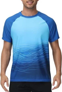 Men's Swim Short Sleeve UPF 50 Rash Guard Quick Dry Beach Sun Protection T Shirt - Picture 1 of 16