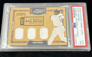TONY GWYNN 2008 PLAYOFF PRIME CUTS TIMELINE MATERIAL TRIOS #94/99 PSA 7 POP 1