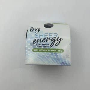 L’eggs Sheer Energy 360 Medium Support Leg Compression Sheer Tights Jet Black A - Picture 1 of 6