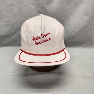 Cinturino vintage "State Farm Insurance" con fibbia cappello berretto corda made in USA OSFA - Foto 1 di 8