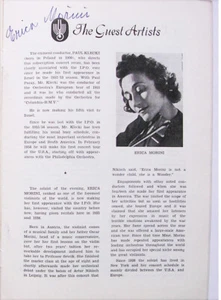 SIGNIERTES JÜDISCHES GEIGERIN ERICA MORINI & PAUL KLETZKI ISRAEL PROGRAMM VINTAGE 1958 - Bild 1 von 3