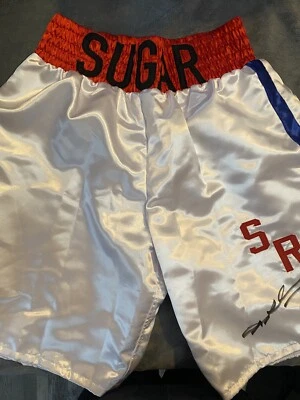 Sugar Ray Leonard Boxing Trunks Autograph COA - Image 1 of 4