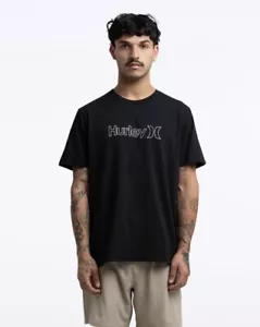 Hurley Mens Outline Short Sleeve Tee - Black/white - Small - Brand New T Shirt - Picture 1 of 6
