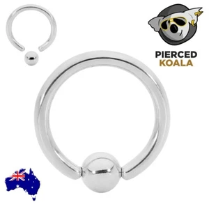 2Pcs 316L Steel 20G-10G Captive Ball Closure Septum Tragus Nose Ring 6mm-30mm - Picture 1 of 6