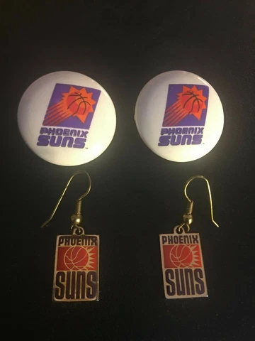 2 Set's Phoenix Suns Logo Earrings Rare 1968 Logo Style & 1993 Logo Style Cover