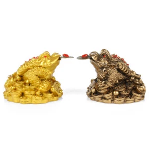 Fortune Frog Chinese Lucky Three Legged Money Toad Craft Feng Shui Home Decor - Picture 1 of 9