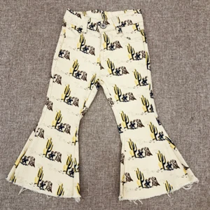 Toddler Girls Boutique Wear Western Denim Flare Pants Bell Bottom Jeans - Picture 1 of 13