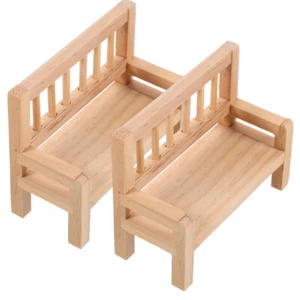 2 Pcs Mini Garden Chair Furniture Models Miniatures Dollhouse Accessories - Picture 1 of 12
