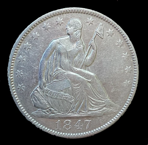Raw 1847-O Seated Liberty Half - AU+ Details - Cleaned - Nice Strike...#513 Cover