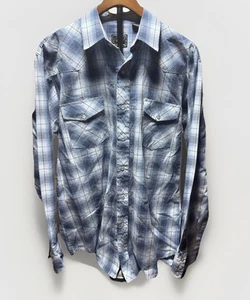 Roper Western Hemd Herren Large blau kariert Perlen Druckknopfleiste Western Langarm - Bild 1 von 6