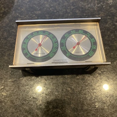Medidor de humedad de temperatura Springfield mediados de siglo pared de escritorio clima vintage Foto 1 de 4