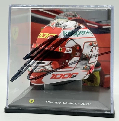 F1 CHARLES LECLERC SIGNED FERRARI BELL 1:5 1000TH GP HELMET WITH BOX 2020 - Image 1 of 4