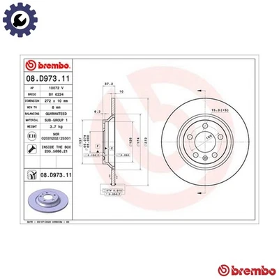 2x BRAKE DISC 08.D973.11 FOR VW AUDI CHZJ/DKJA/DKRF/DUSA/DXUA/DKLA/DUSB 1.0L - Image 1 of 4