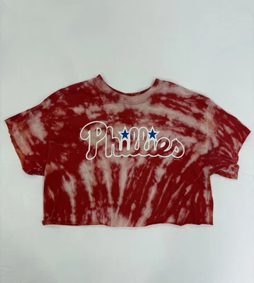 Camiseta corta vintage 2005 Phillies Tie Dye roja blanca MLB gráfica para mujer L Foto 1 de 4