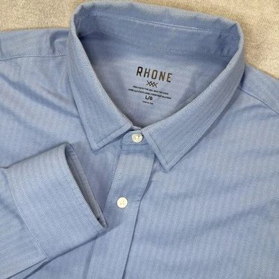 Rhone Commuter Shirt Mens Large Blue Performance Fabric Stretch Button Up EUC - Image 1 of 4