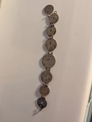 Antique Belgian Coin Bracelet 1905-28  *BROKEN LINK* Wear Craft - Image 1 of 4