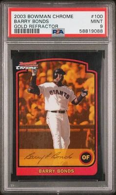 2003 Bowman Chrome Barry Bonds Gold Refractor /170 PSA 9 - Image 1 of 2