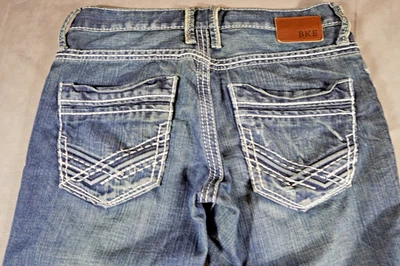 BKE Denim Aiden Jeans Men's 27R (30x33) Thick Stitch Embroidered Distressed - Image 1 of 4