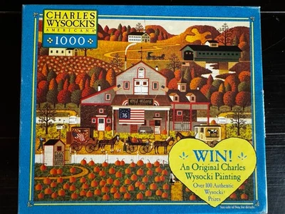 OLD GLORY FARMS Hasbro Puzzle 2003 Charles Wysocki 1000 PC Pumpkin Patch FALL - Image 1 of 4