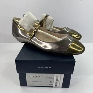 Zapatos de ballet Cole Haan Phoenix PWTR MTTL dorado beige para mujer talla 6 - Imagen 1 de 6