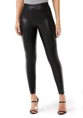 Sofia Vergara Jegging Pants Black Faux Leather Skinny Zip Hem Pull On 16  - Image 1 of 4