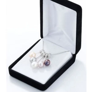 E747 5 Pearl Silver Pendant Necklace Jewellery Chain Elegant Teardrop Shape NEW - Picture 1 of 1