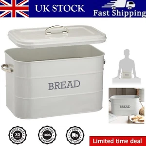Ample Capacity Vintage Bread Storage Bin - French Grey with 'BREAD' Print - Picture 1 of 4
