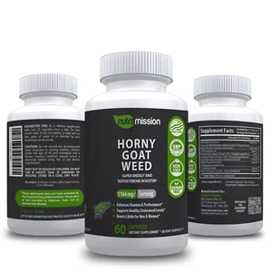 Extra Strength Horny Goat Weed-Super Energy & Testosterone Booster Capsules - Picture 1 of 21
