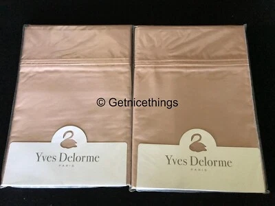 Nuevo Par (2) Estuches Yves Delorme King Triomphe THE Tea Rose Rosa Satén Orgánico Foto 1 de 4