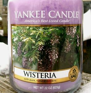 Yankee Candle Retired "WISTERIA" Spring Floral~Large 22 oz~WHITE LABEL~RARE ~NEW