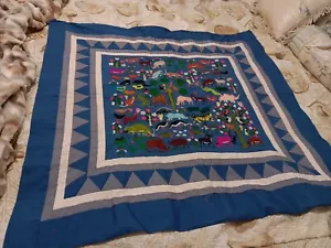 Vtge Intricatel Embroidered Quilt (Machine Stitched?) Table Topper RARE 36" Sq. - Picture 1 of 12