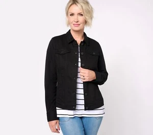 Belle by Kim Gravel Twill Strickjacke hinten Schwarz M Neu - Bild 1 von 1