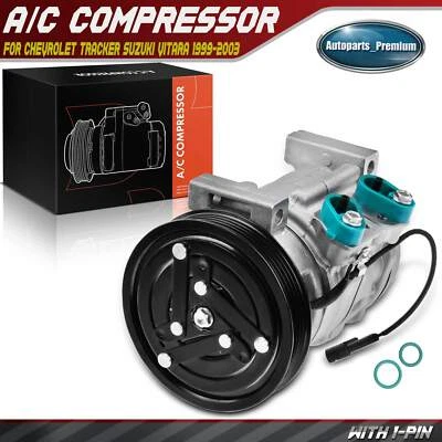 AC Compressor w/ 5-Groove Pulley for Chevy Tracker Suzuki Vitara 1999-2003 1.6L - Image 1 of 4