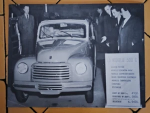 FOTO ORIGINALE PRESENTAZIONE NUOVA FIAT 500 TOPOLINO FRANCIA EDDA CIANO N 12 - Picture 1 of 1