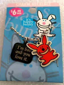 Vintage Happy Bunny ""I'm Bad And You Love It"" Halskette 2006 Neu aus altem Lagerbestand Neu MOC - Bild 1 von 3