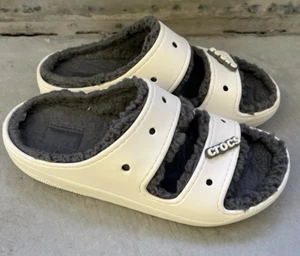 Crocs Half Baked Cozzy Sandals Faux Fur Lined Peace Unisex Size M9 W11 FREE POST - Picture 1 of 19