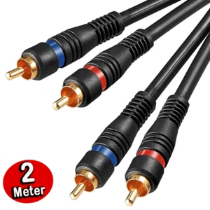 Cinchkabel Stereo, doppelt geschirmt vergoldet, Cinch Chinch RCA Kabel, 2 Meter - Bild 1 von 4