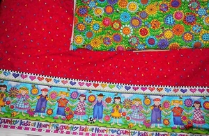 Tela de patchwork (18€/m²) 0,3m niños flores borde Country Kids 1,1m ancho - Imagen 1 de 5