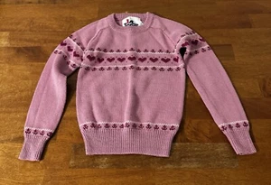 1st Team Vintage Girls Youth Sweater Knitted Heart’s Pink Size 6/8 - Picture 1 of 7