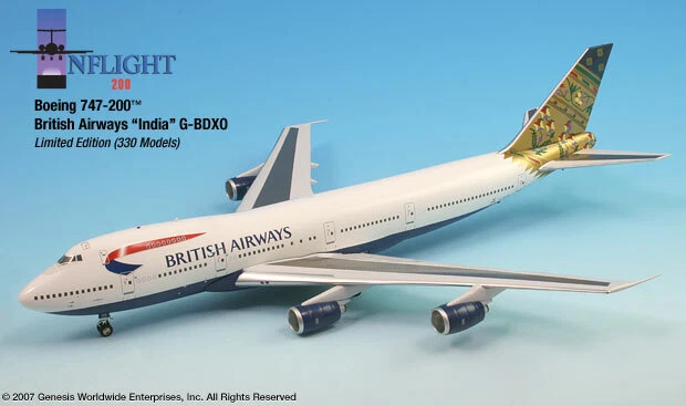 Modelo jet 1/200 diecast IF742006 British Airways 747-200 India G-BDXO a bordo Foto 1 de 4
