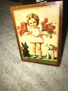 Vintage Shirley Temple Folk Art Wall Wood Plaque Sign 4” x 3” - Bild 1 von 9