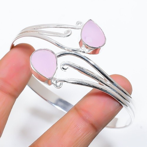 VALENTINO Bracciale regolabile gioiello argento sterling 925 pietra preziosa quarzo rosa