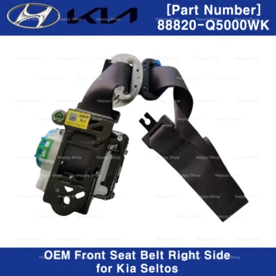Cinturón de seguridad delantero derecho 88820Q5000WK genuino OEM para Kia Seltos 2020-2024 Foto 1 de 4