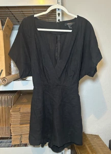 forever 21 Contemporary Womens Black V Neck Romper Belted Jumpsuit - Picture 1 of 4