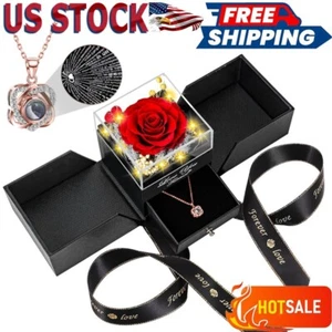 Mother's Day Gift Rose Necklace 100 Language I Love You Jewelry Rose Box 2025 - Picture 1 of 10