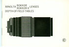 Minolta ROKKOR & -X Lenses Depth-Of-Field Tables english Schärfentiefe-Tabellen