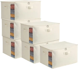 Storage Bags Canvas Large Clothes Organizer for Blanket Comforter with Handles - Picture 1 of 9