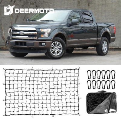 For Ford F-150 F-250 F-350 4'x6' Stretches to 8'x12' Truck Bed Cargo Net Elastic - Image 1 of 4